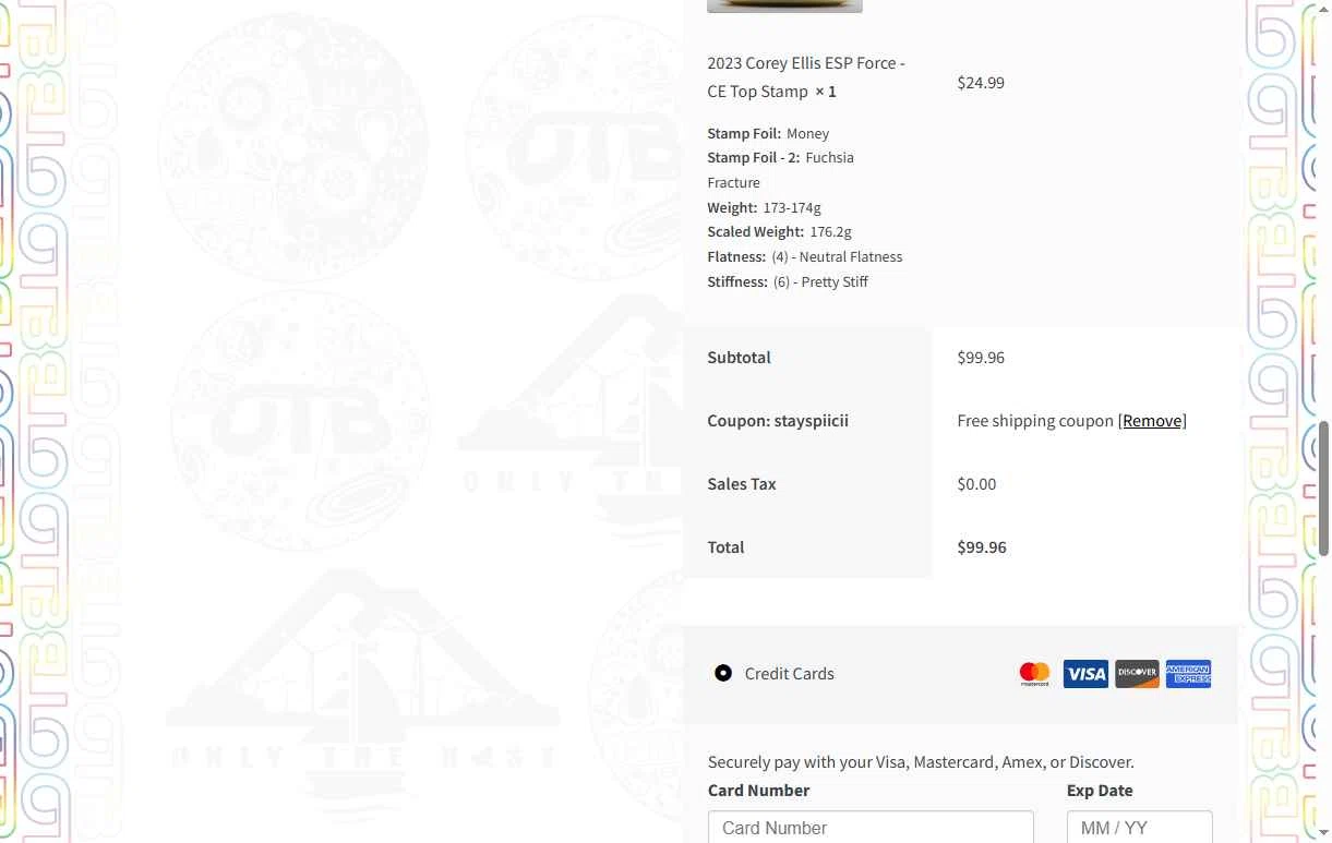 OTB Discs checkout page showing OTB Discs coupon code box | Screenshot taken by SimplyCodes community member on Jan 30, 2026
