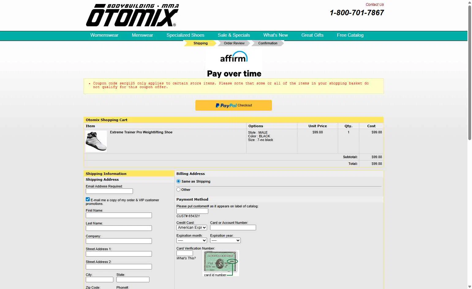 Otomix checkout page showing Otomix discount code box | Screenshot taken by SimplyCodes community member on Jan 6, 2026