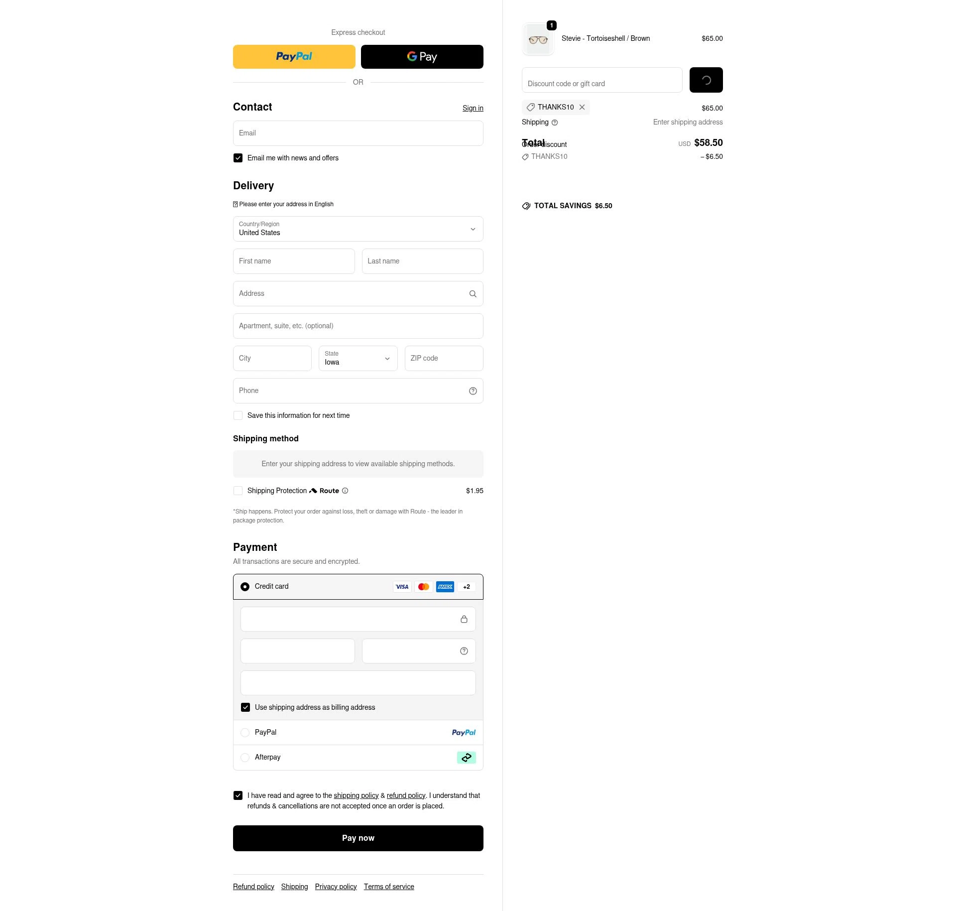 Otra Eyewear checkout page showing Otra Eyewear discount code box | Screenshot taken by SimplyCodes community member on Jan 1, 2026
