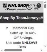 Ottawa Senators Shop coupon verification screenshot