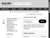 Ottawa Senators Shop coupon verification screenshot