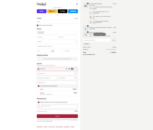 Ouidad checkout page showing Ouidad promo code box | Screenshot taken by SimplyCodes community member on Sep 12, 2025