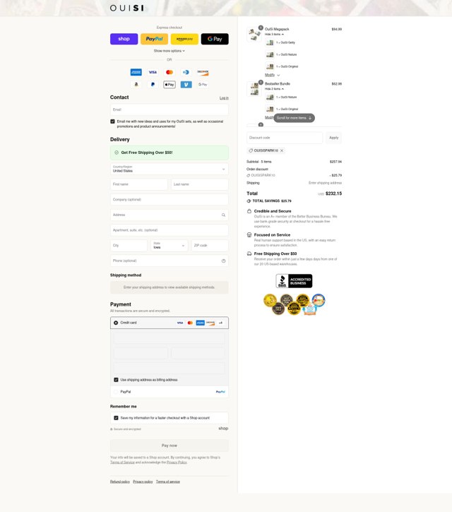 OuiSi checkout page showing OuiSi discount code box | Screenshot taken by SimplyCodes community member on Sep 4, 2025