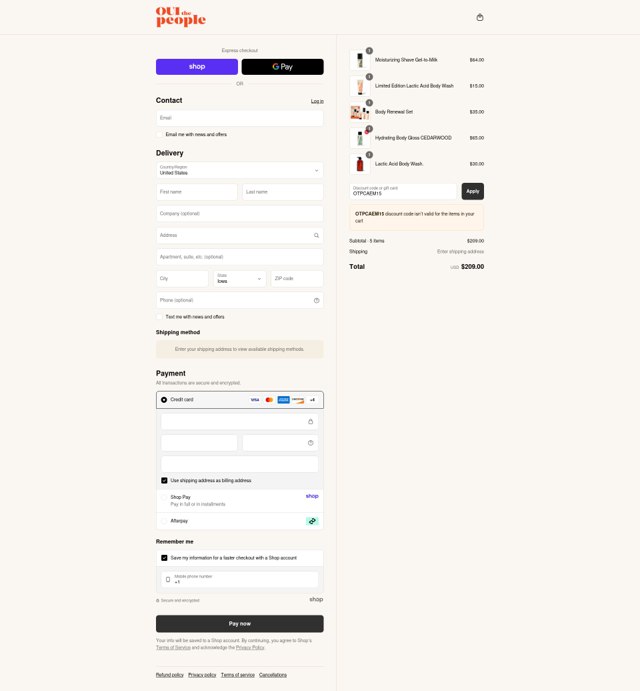 OUI the People checkout page showing OUI the People promo code box | Screenshot taken by SimplyCodes community member on Sep 2, 2025