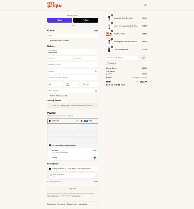 OUI the People checkout page showing OUI the People promo code box | Screenshot taken by SimplyCodes community member on Sep 2, 2025