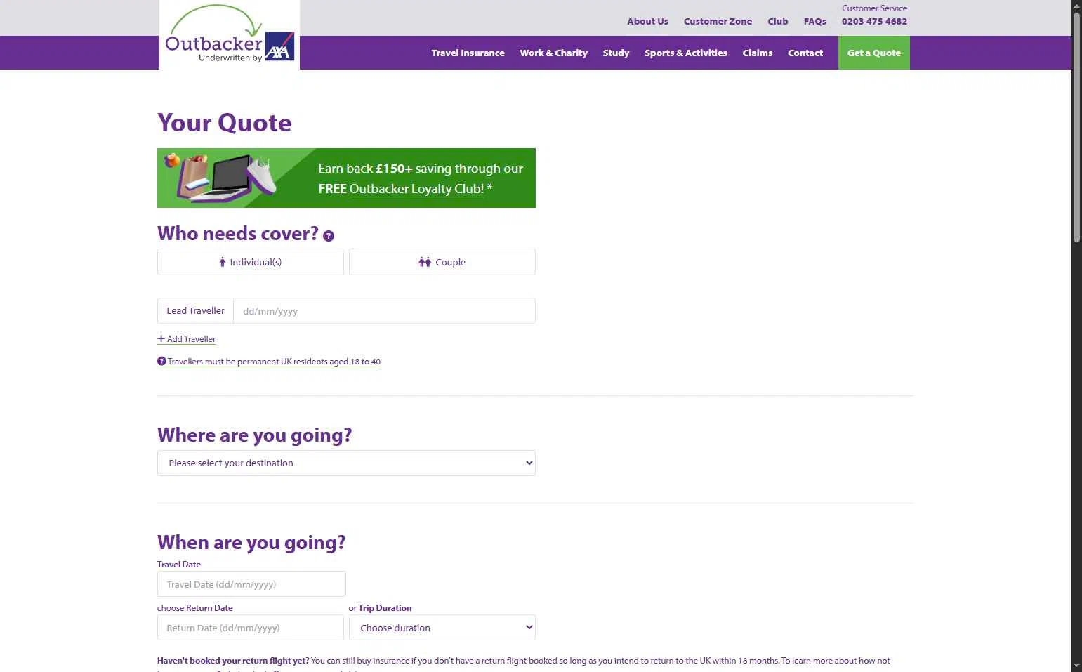 Outbacker Insurance checkout page showing Outbacker Insurance discount code box | Screenshot taken by SimplyCodes community member on Oct 9, 2025