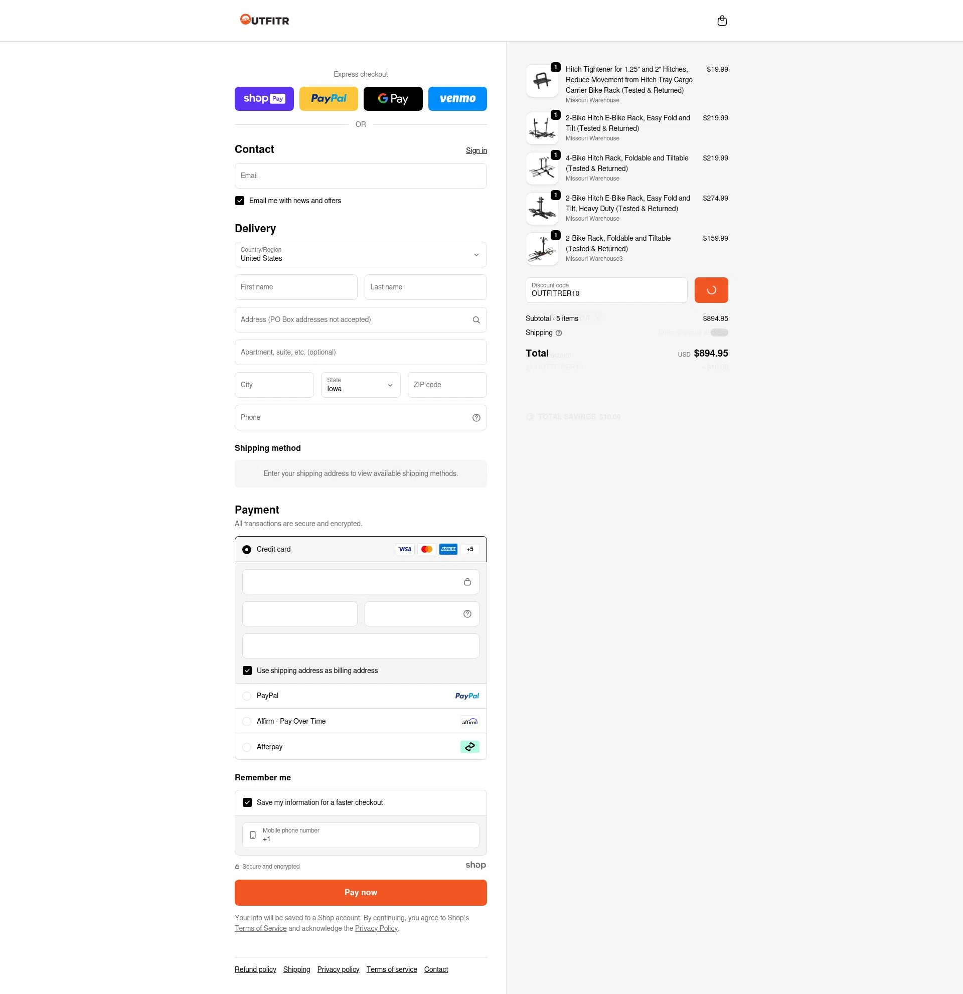 OutfitR checkout page showing OutfitR promo code box | Screenshot taken by SimplyCodes community member on Jan 7, 2026