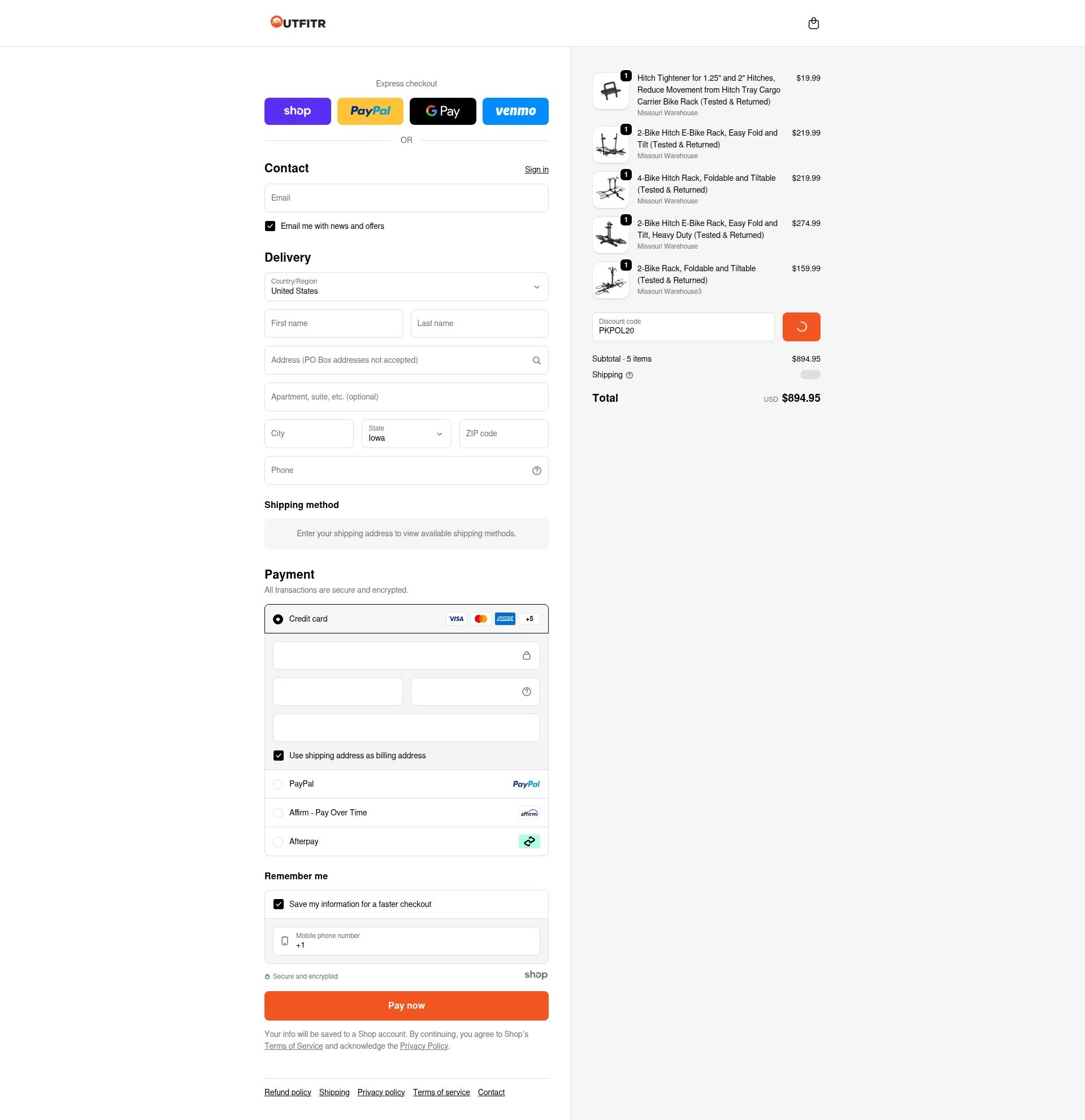 OutfitR checkout page showing OutfitR promo code box | Screenshot taken by SimplyCodes community member on Jan 7, 2026