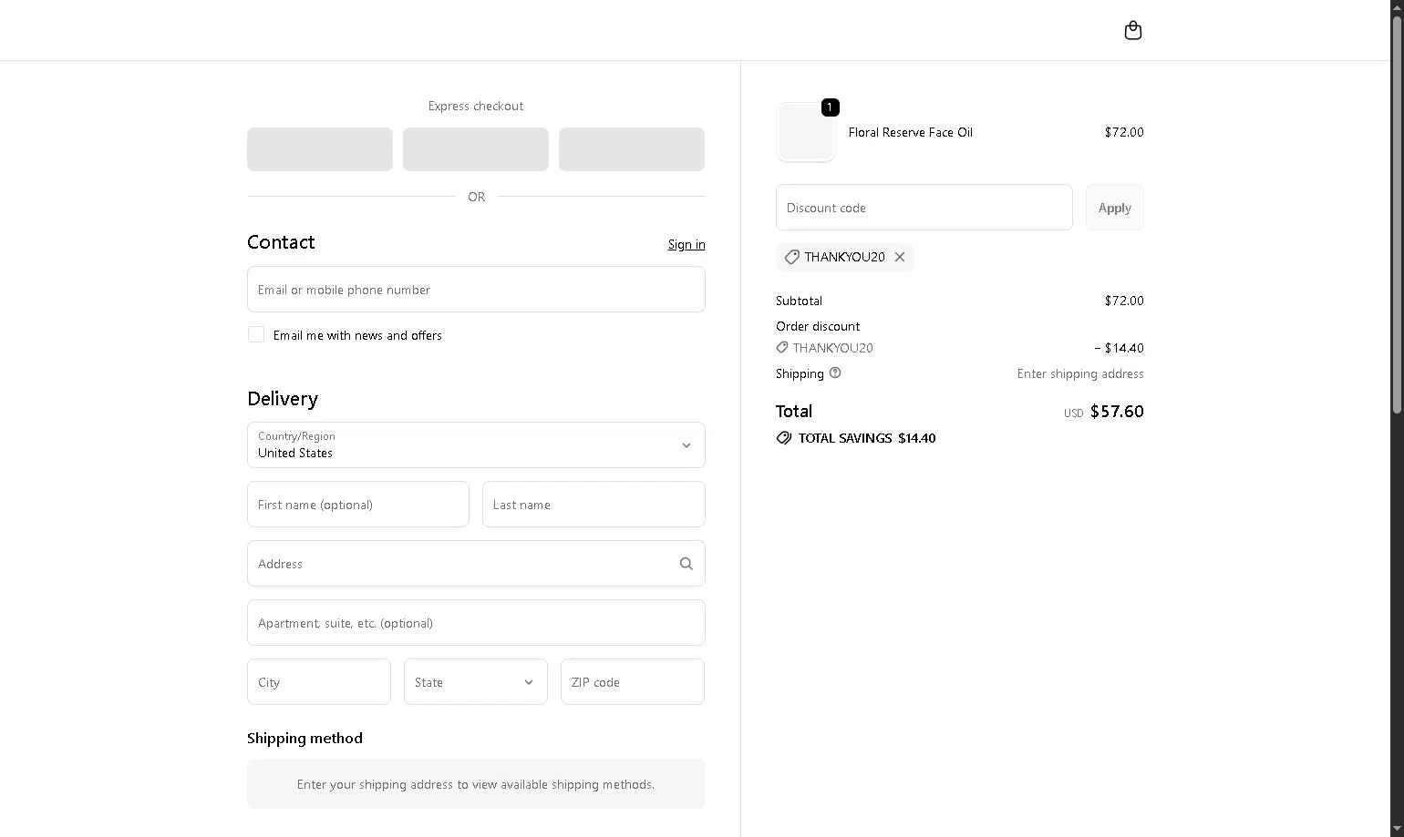 Outside In checkout page showing Outside In discount code box | Screenshot taken by SimplyCodes community member on Dec 3, 2025