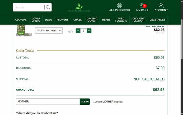Outsidepride checkout page showing Outsidepride coupon code box | Screenshot taken by SimplyCodes community member on Jul 19, 2025