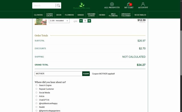 Outsidepride checkout page showing Outsidepride coupon code box | Screenshot taken by SimplyCodes community member on Jul 19, 2025