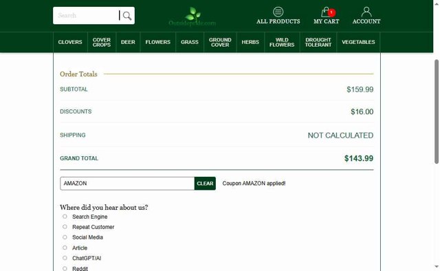 Outsidepride checkout page showing Outsidepride coupon code box | Screenshot taken by SimplyCodes community member on Aug 27, 2025
