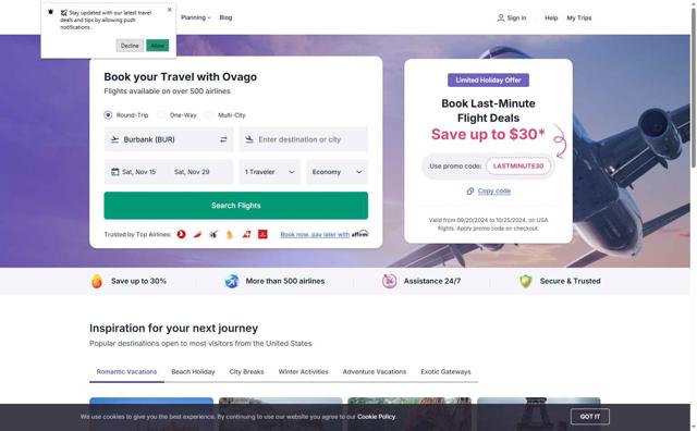Ovago checkout page showing Ovago promo code box | Screenshot taken by SimplyCodes community member on Sep 17, 2025