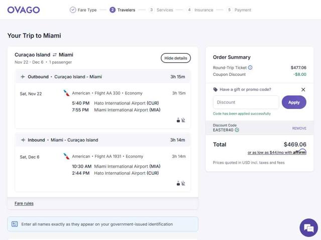 Ovago checkout page showing Ovago promo code box | Screenshot taken by SimplyCodes community member on Sep 24, 2025