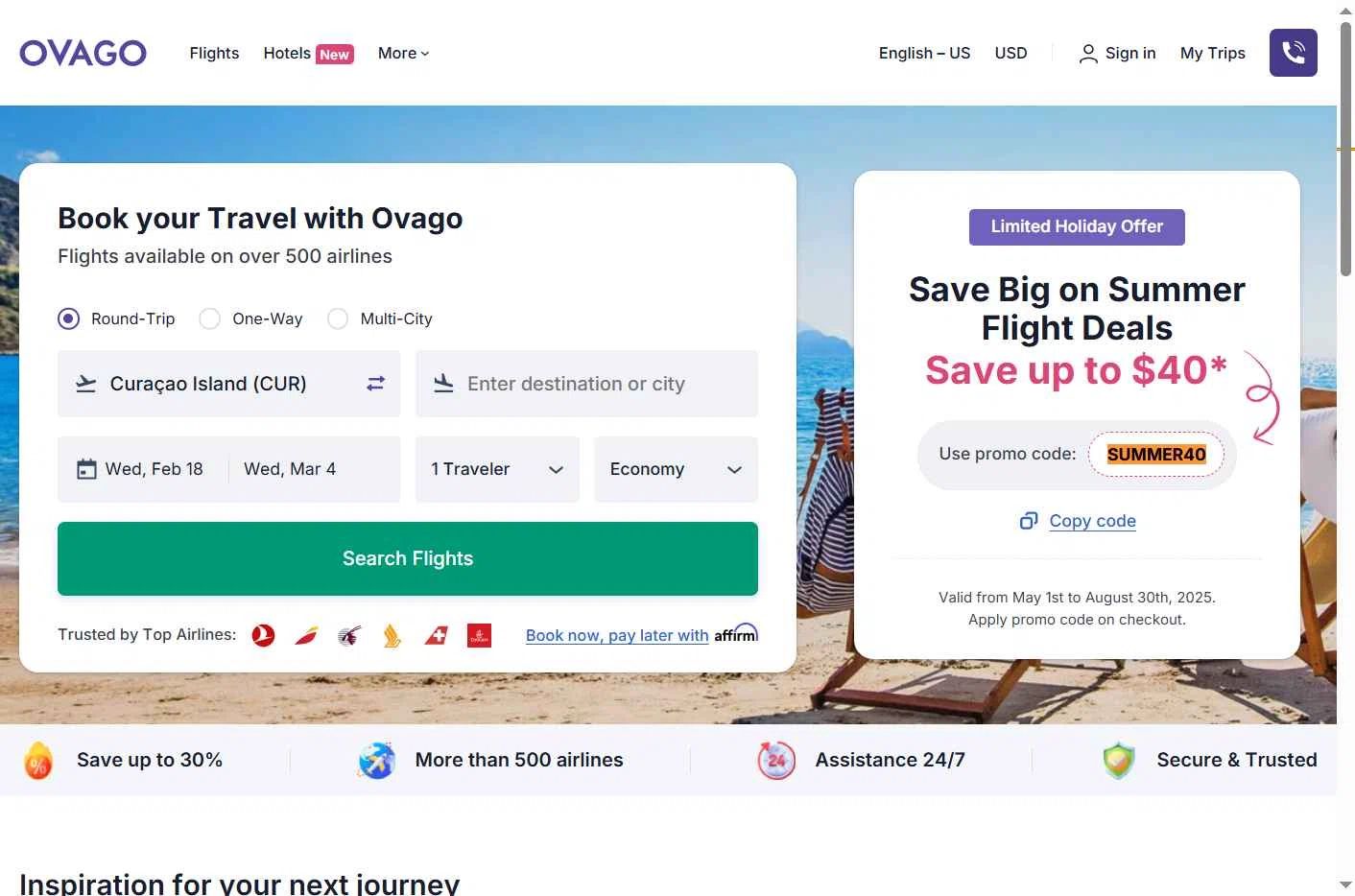 Ovago checkout page showing Ovago promo code box | Screenshot taken by SimplyCodes community member on Dec 20, 2025