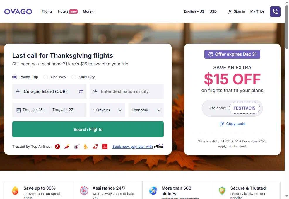 Ovago checkout page showing Ovago promo code box | Screenshot taken by SimplyCodes community member on Dec 3, 2025
