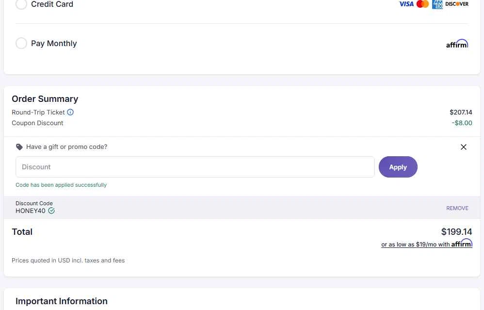 Ovago checkout page showing Ovago promo code box | Screenshot taken by SimplyCodes community member on Dec 2, 2025