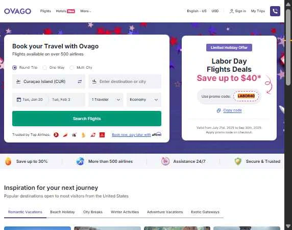 Ovago checkout page showing Ovago promo code box | Screenshot taken by SimplyCodes community member on Nov 21, 2025