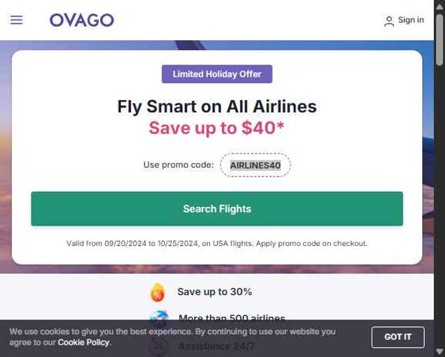 Ovago checkout page showing Ovago promo code box | Screenshot taken by SimplyCodes community member on Sep 25, 2025