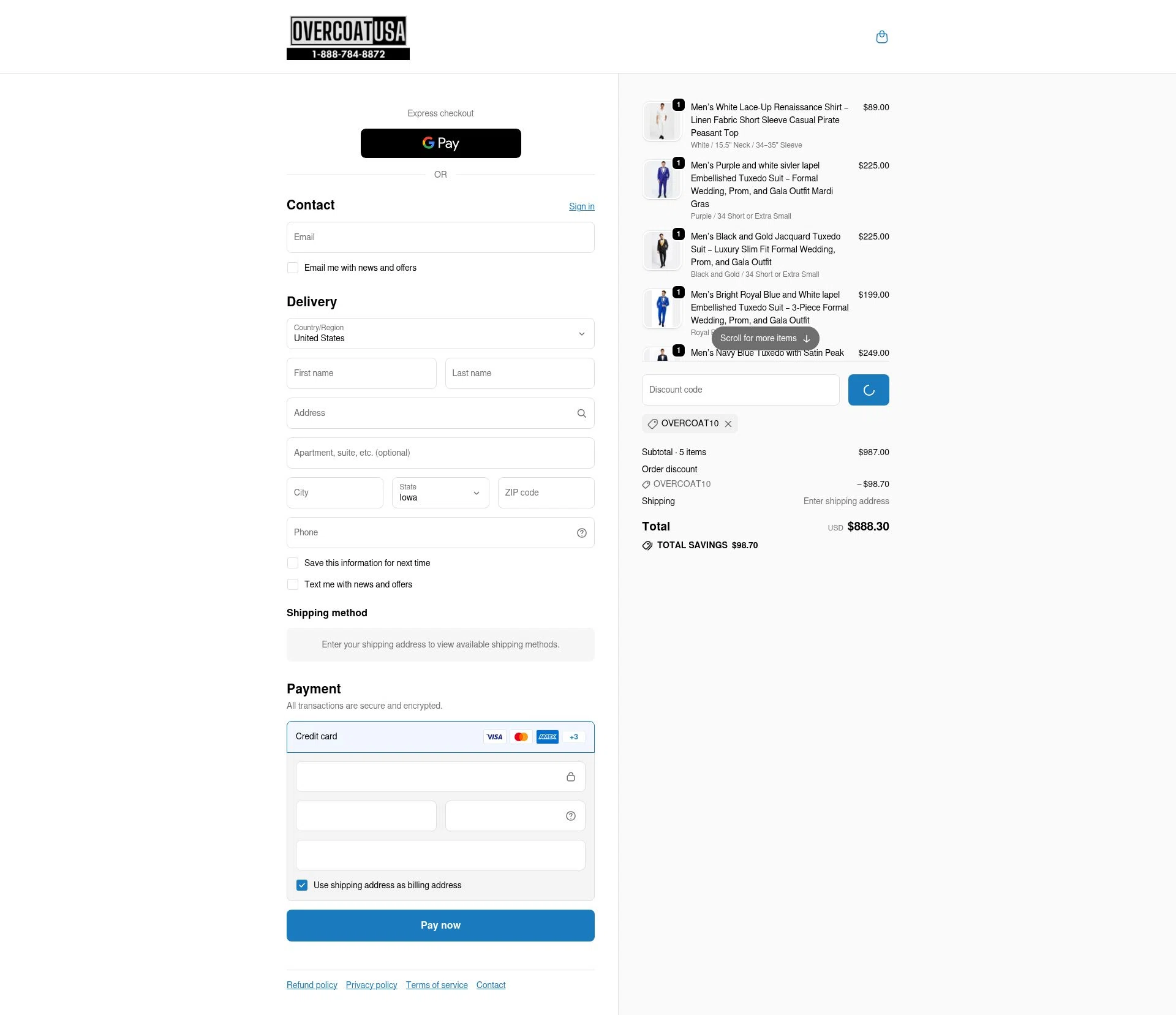 OvercoatUSA checkout page showing OvercoatUSA discount code box | Screenshot taken by SimplyCodes community member on Dec 31, 2025