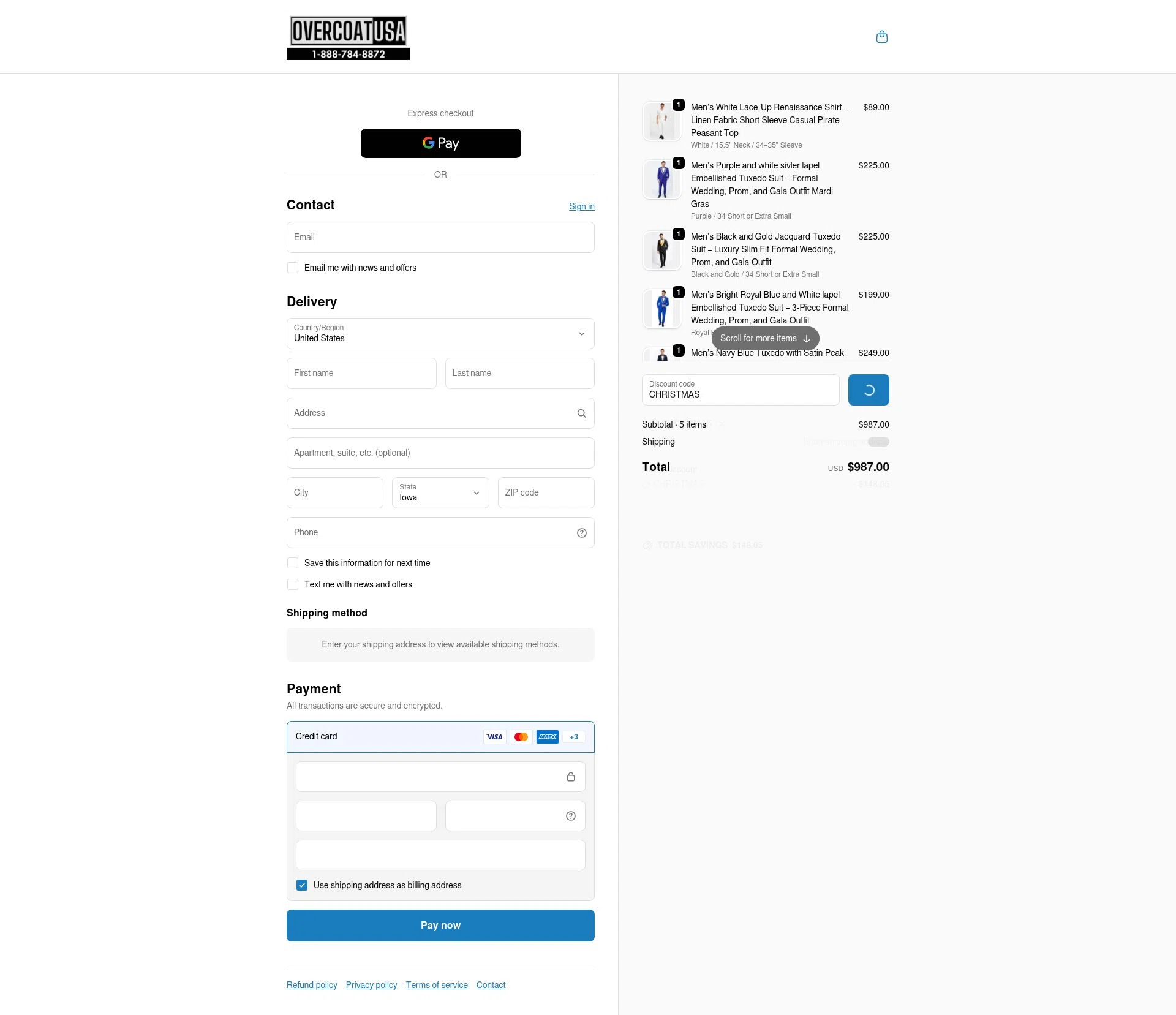 OvercoatUSA checkout page showing OvercoatUSA discount code box | Screenshot taken by SimplyCodes community member on Dec 31, 2025