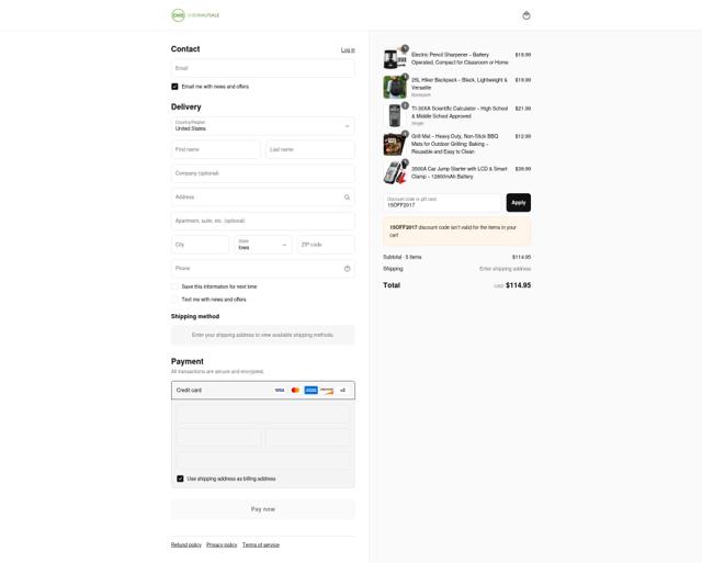 OverHalfSale checkout page showing OverHalfSale promo code box | Screenshot taken by SimplyCodes community member on Jul 27, 2025