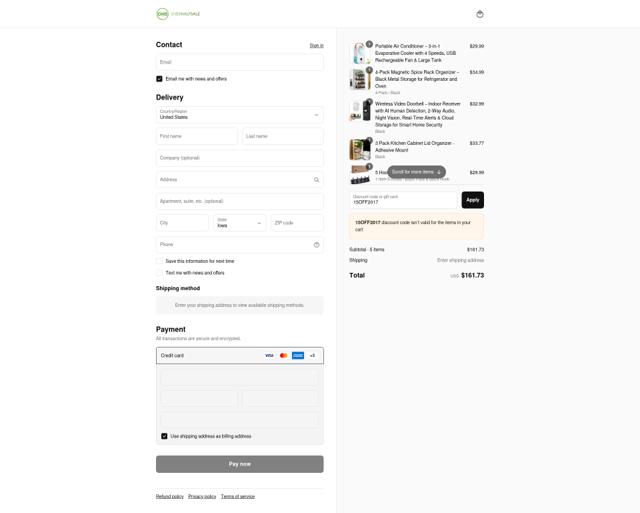 OverHalfSale checkout page showing OverHalfSale promo code box | Screenshot taken by SimplyCodes community member on Sep 16, 2025