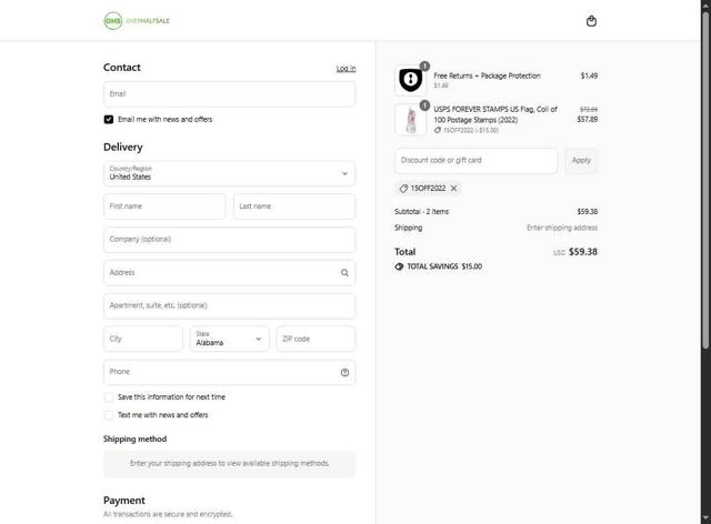 OverHalfSale checkout page showing OverHalfSale promo code box | Screenshot taken by SimplyCodes community member on Jul 16, 2025