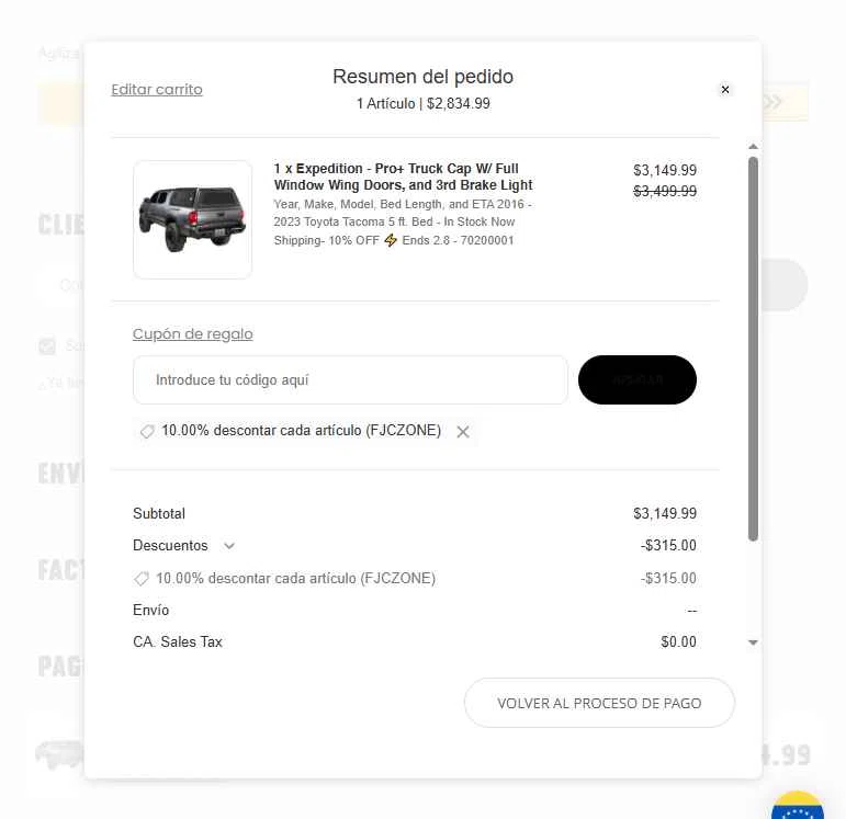 Overland Vehicle Systems checkout page showing Overland Vehicle Systems coupon code box | Screenshot taken by SimplyCodes community member on Jan 25, 2026