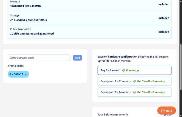 OVHcloud US checkout page showing OVHcloud US promo code box | Screenshot taken by SimplyCodes community member on Sep 8, 2025