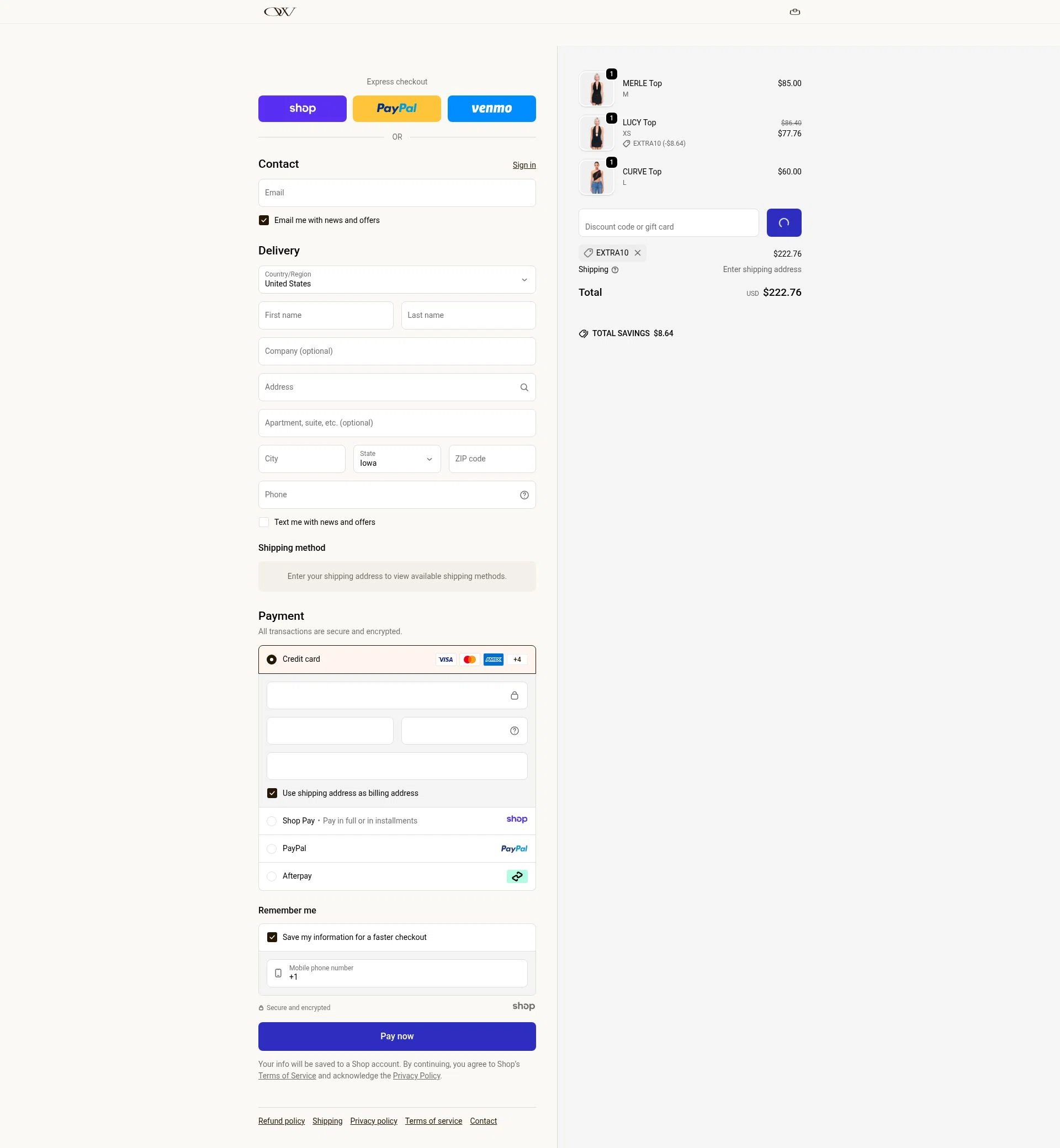 OW Collection checkout page showing OW Collection promo code box | Screenshot taken by SimplyCodes community member on Dec 29, 2025