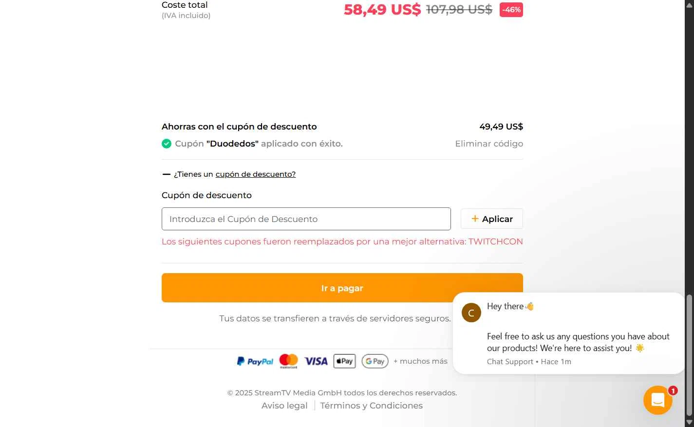 OWN3D checkout page showing OWN3D promo code box | Screenshot taken by SimplyCodes community member on Sep 20, 2025