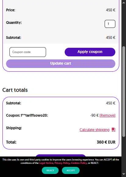 OWO checkout page showing OWO promo code box | Screenshot taken by SimplyCodes community member on May 24, 2025