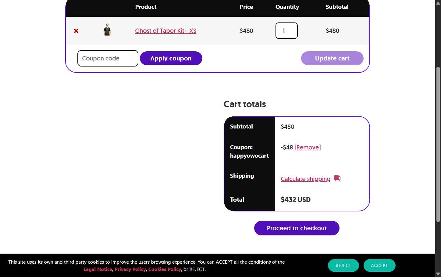 OWO checkout page showing OWO promo code box | Screenshot taken by SimplyCodes community member on May 25, 2025