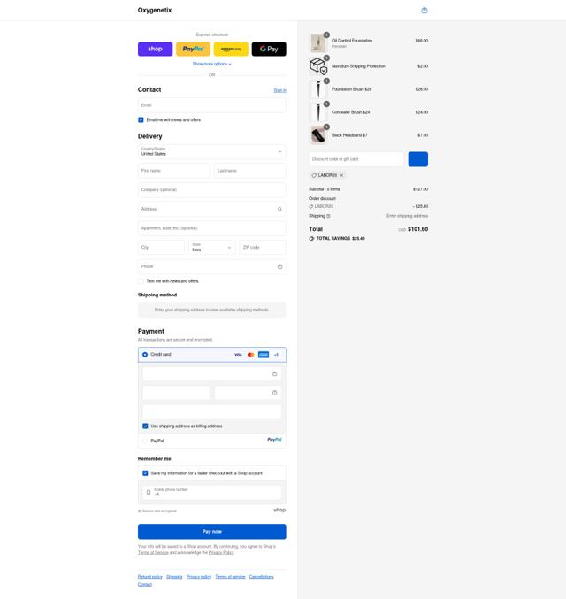 Oxygenetix checkout page showing Oxygenetix coupon code box | Screenshot taken by SimplyCodes community member on Sep 12, 2025