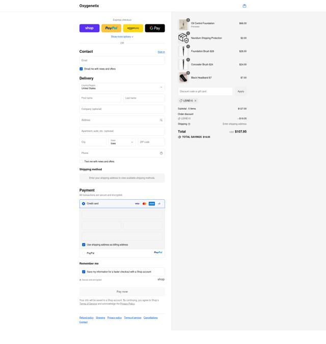 Oxygenetix checkout page showing Oxygenetix coupon code box | Screenshot taken by SimplyCodes community member on Sep 12, 2025