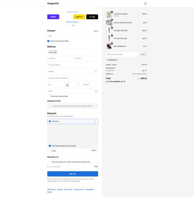 Oxygenetix checkout page showing Oxygenetix coupon code box | Screenshot taken by SimplyCodes community member on Sep 12, 2025