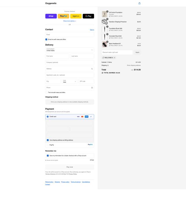 Oxygenetix checkout page showing Oxygenetix coupon code box | Screenshot taken by SimplyCodes community member on Sep 12, 2025