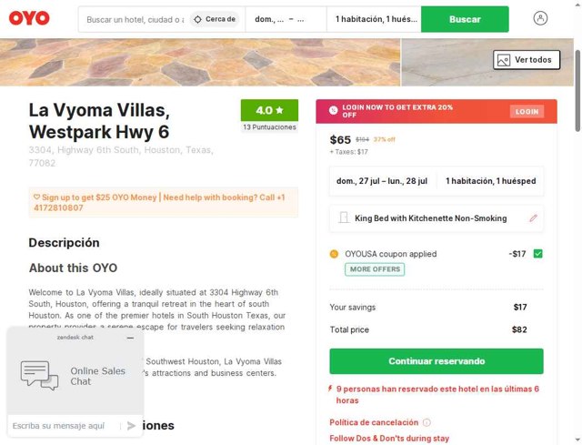 OYO Hotels USA checkout page showing OYO Hotels USA promo code box | Screenshot taken by SimplyCodes community member on Jul 27, 2025