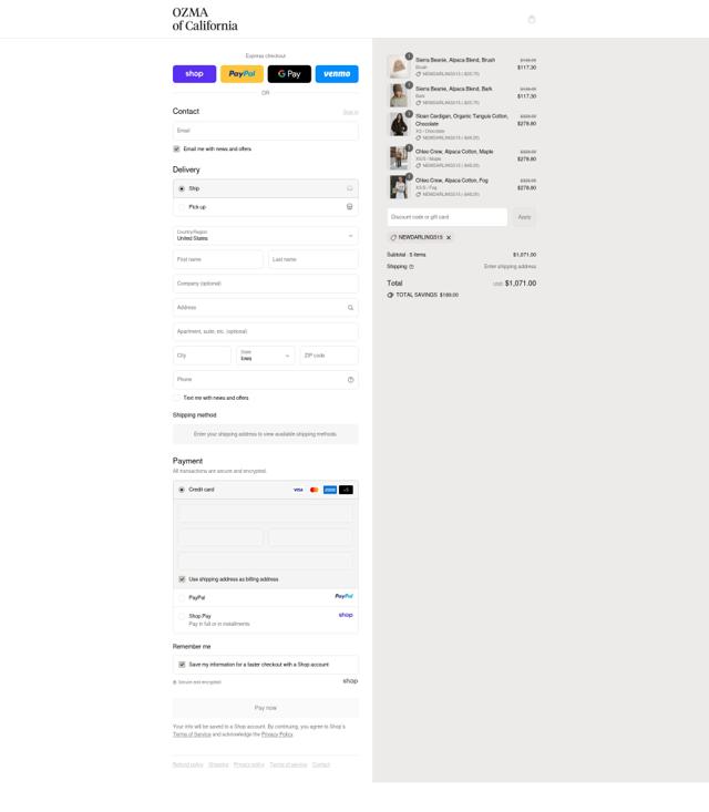 OZMA checkout page showing OZMA discount code box | Screenshot taken by SimplyCodes community member on Sep 11, 2025