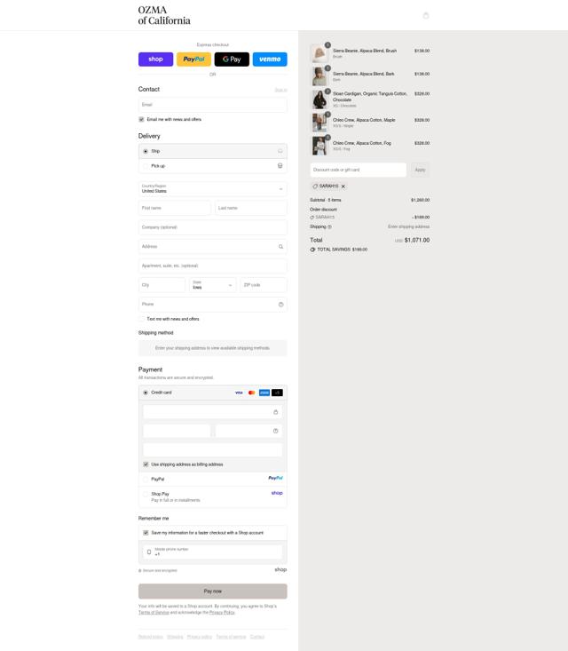 OZMA checkout page showing OZMA discount code box | Screenshot taken by SimplyCodes community member on Sep 11, 2025