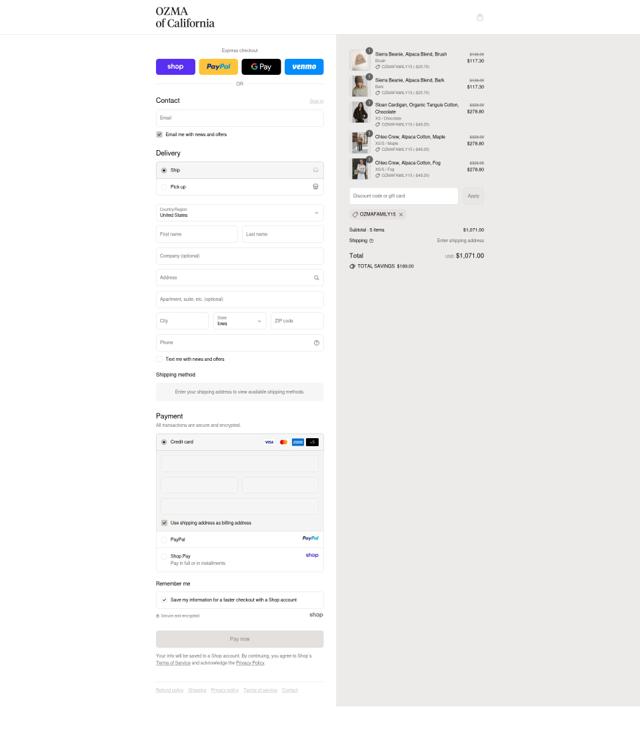 OZMA checkout page showing OZMA discount code box | Screenshot taken by SimplyCodes community member on Sep 11, 2025