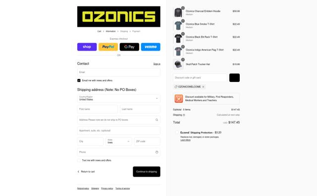 Ozonics checkout page showing Ozonics promo code box | Screenshot taken by SimplyCodes community member on Sep 8, 2025