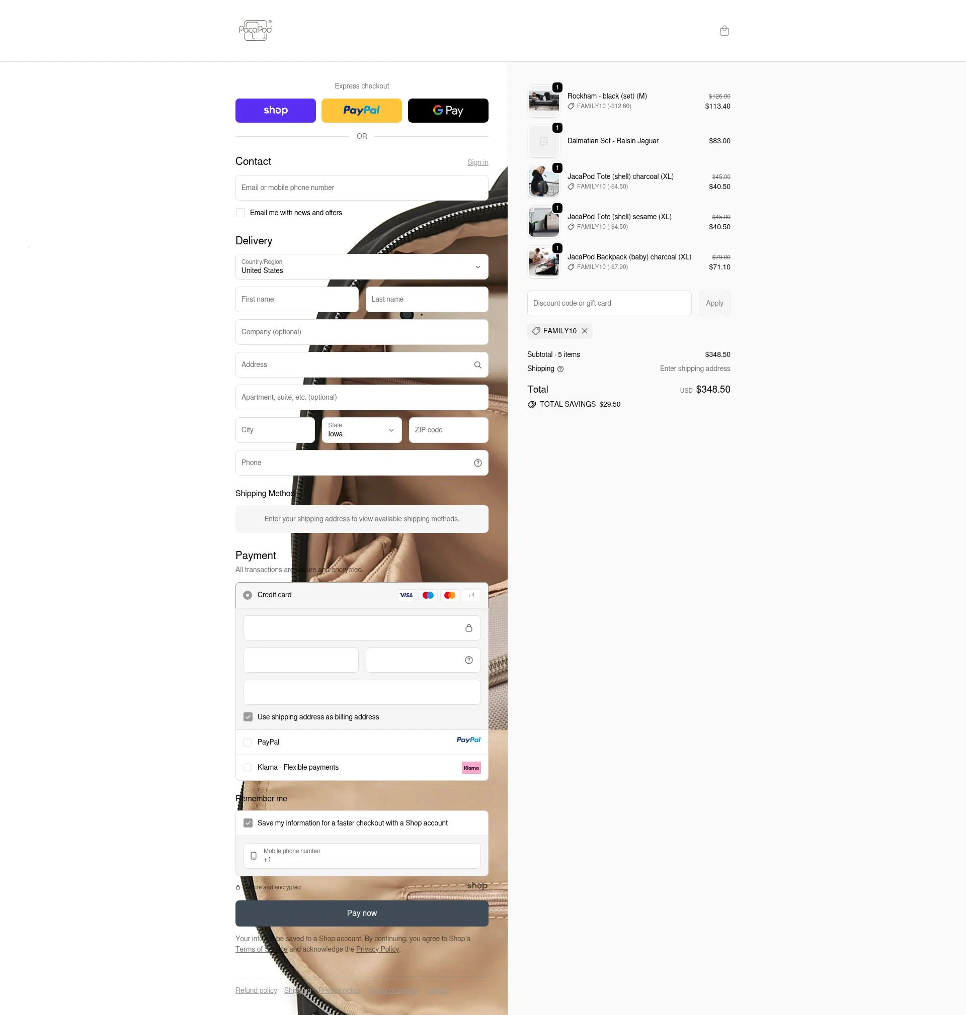 Pacapod checkout page showing Pacapod discount code box | Screenshot taken by SimplyCodes community member on Oct 16, 2025