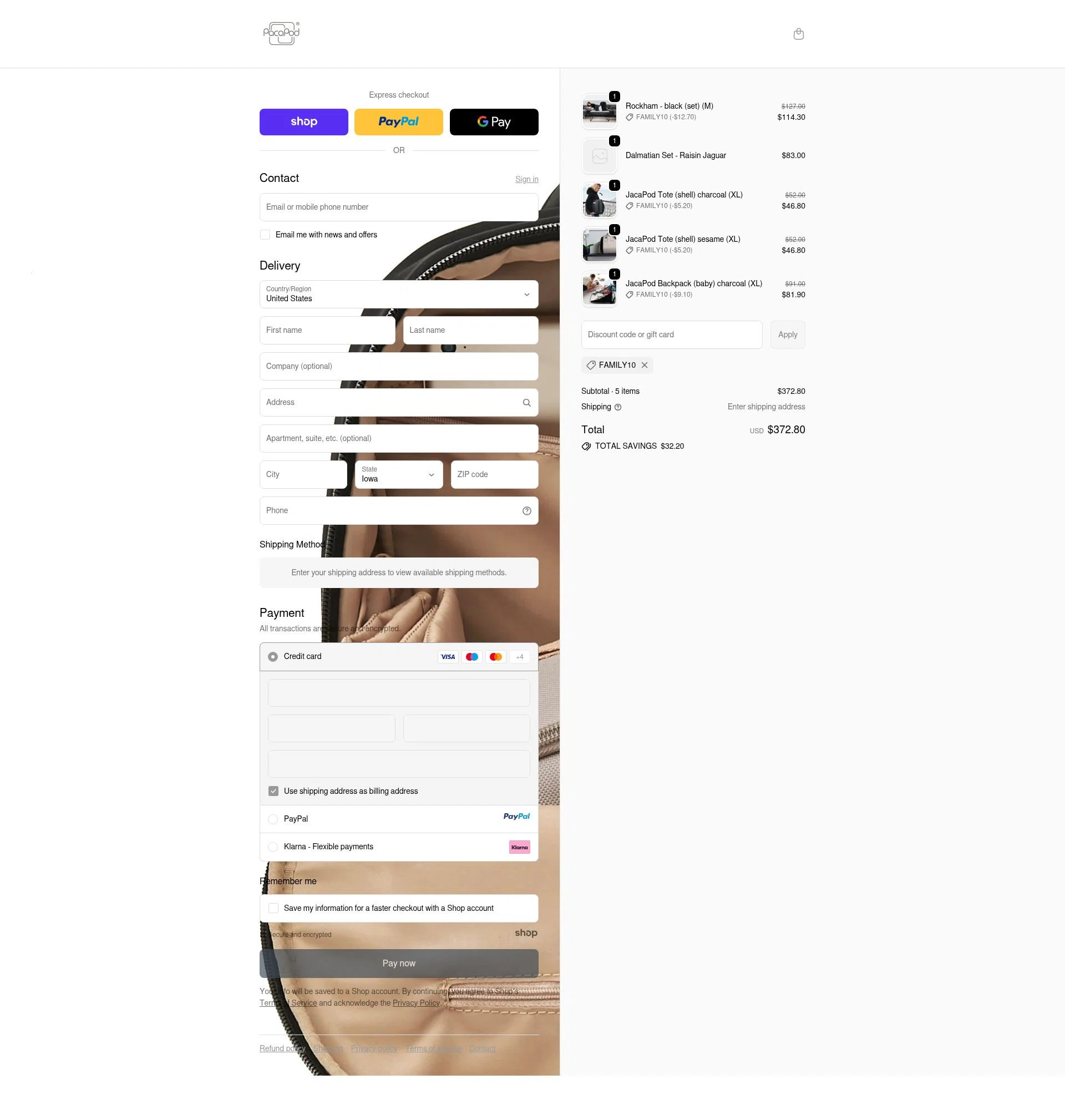 Pacapod checkout page showing Pacapod discount code box | Screenshot taken by SimplyCodes community member on Oct 1, 2025