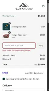 Pacific Hound coupon verification screenshot