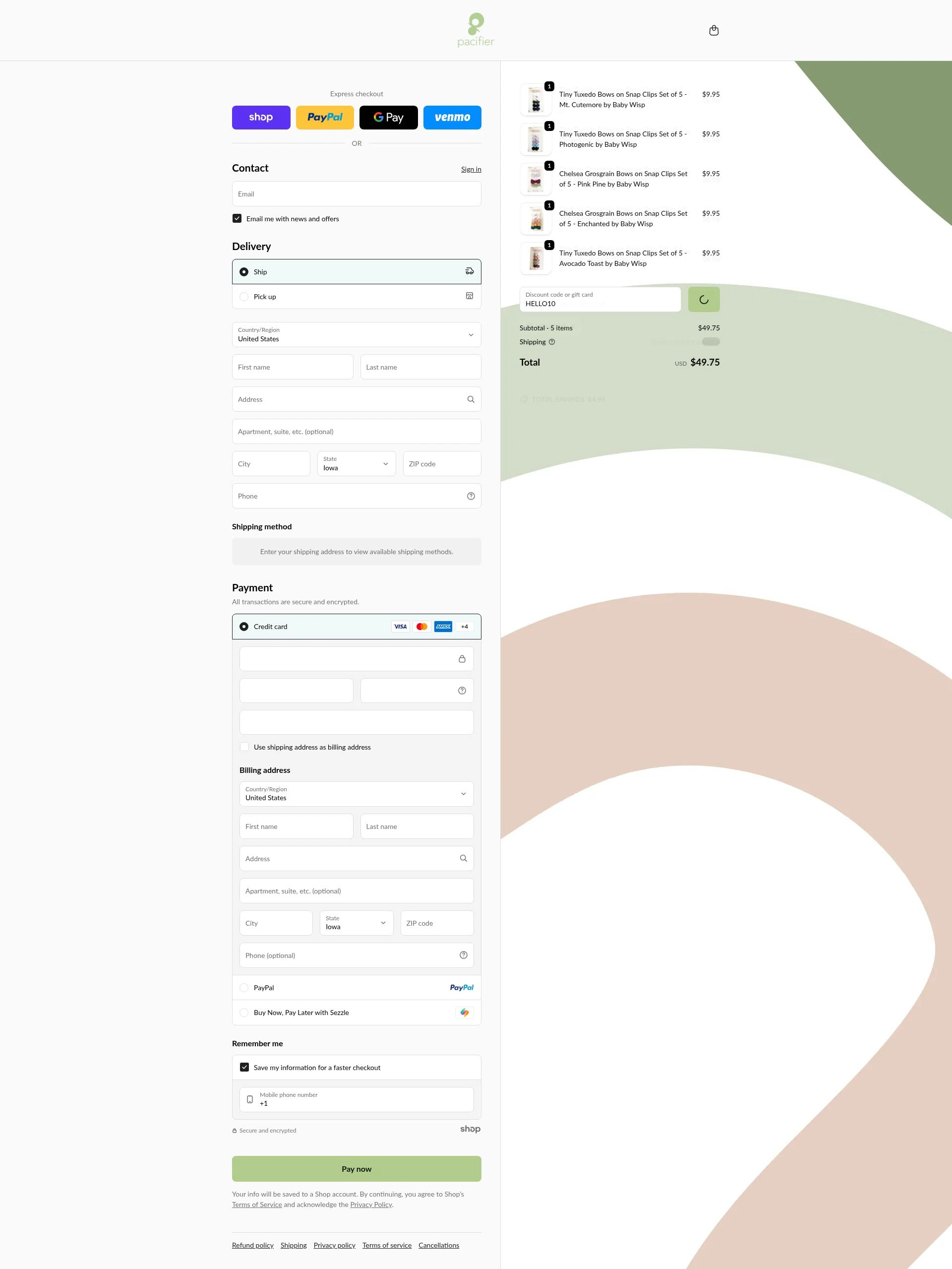Pacifier checkout page showing Pacifier coupon code box | Screenshot taken by SimplyCodes community member on Jan 24, 2026