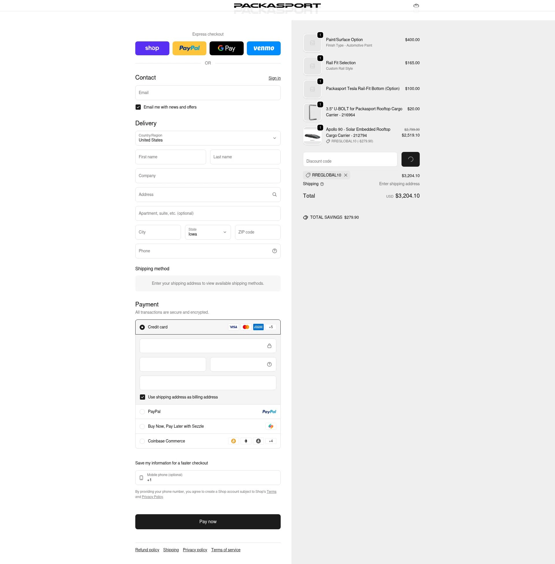 Packasport checkout page showing Packasport promo code box | Screenshot taken by SimplyCodes community member on Feb 10, 2026
