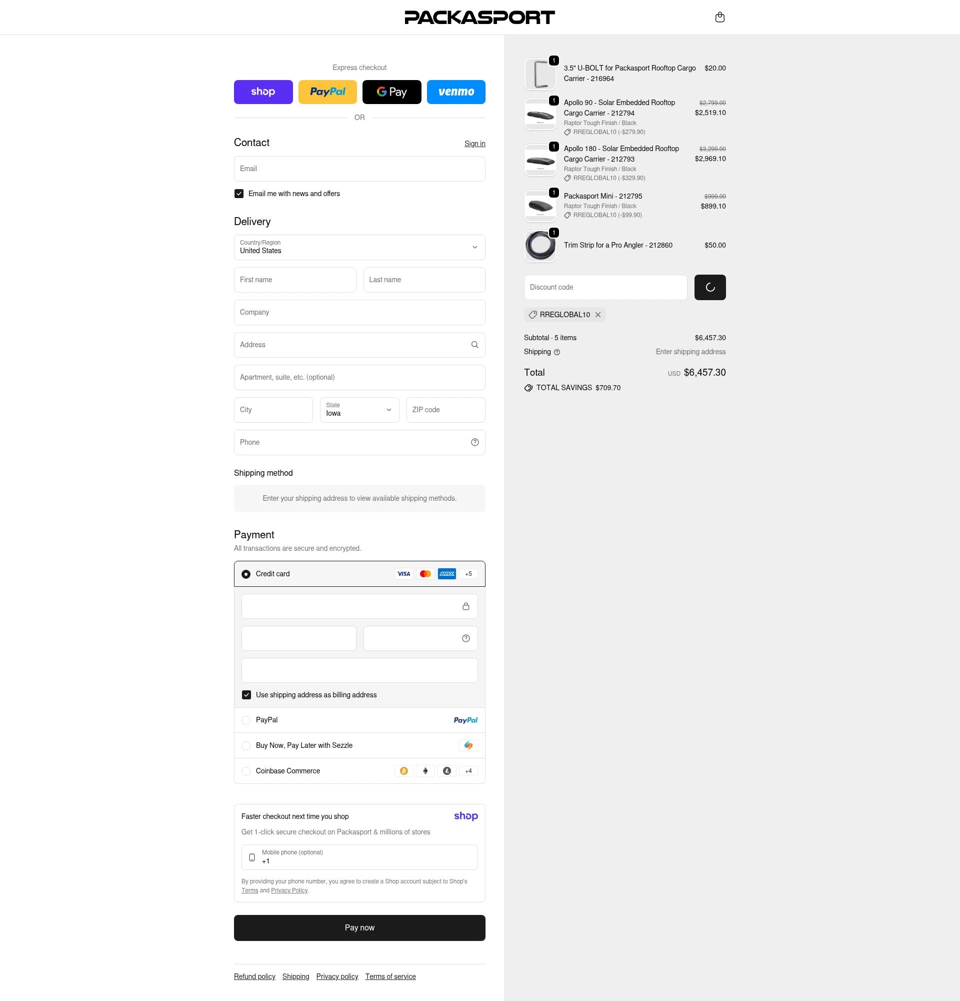 Packasport checkout page showing Packasport promo code box | Screenshot taken by SimplyCodes community member on Jan 8, 2026