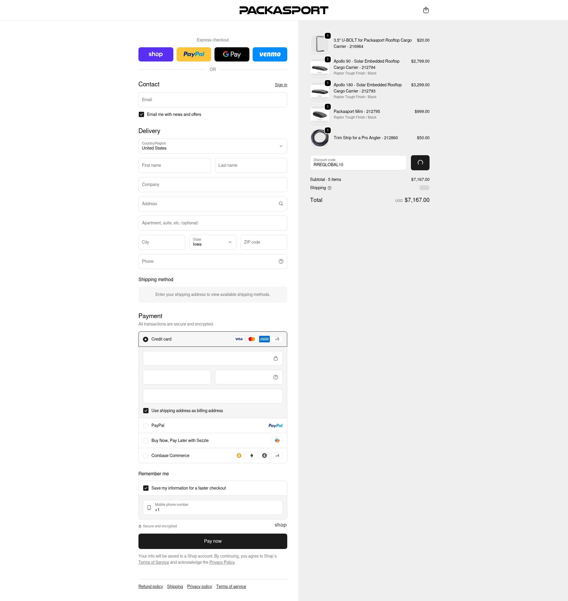 Packasport checkout page showing Packasport promo code box | Screenshot taken by SimplyCodes community member on Jan 3, 2026